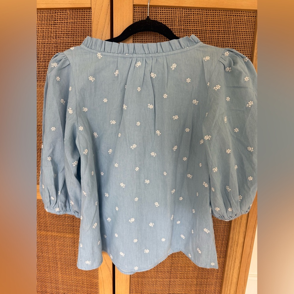 Sezane Kellia Blouse in Denim size 6 NWT 100% cotton - Picture 10 of 16